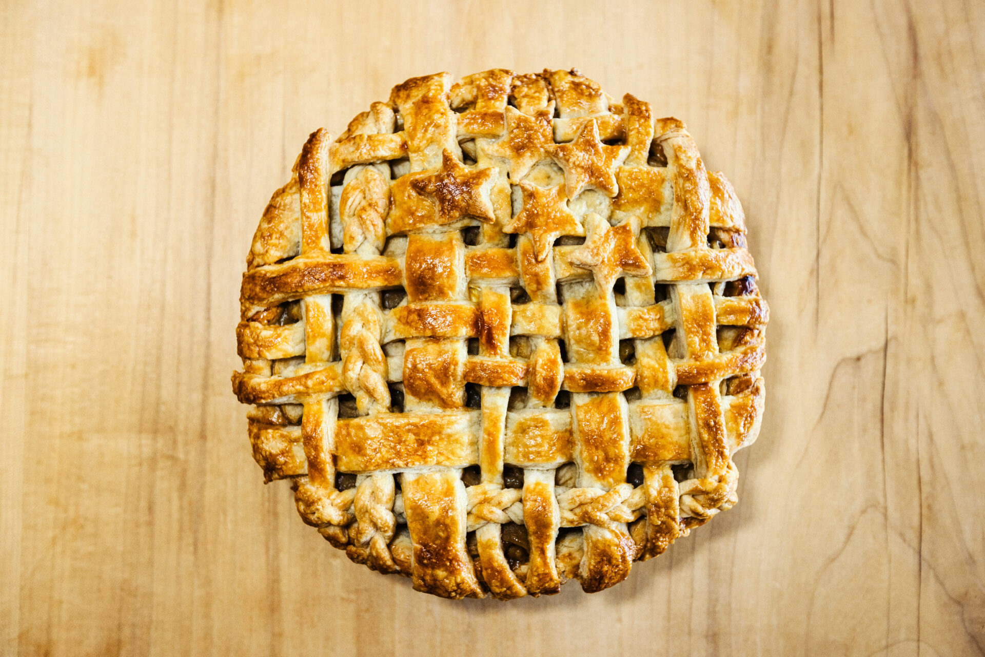 Photo of a latticed pie.