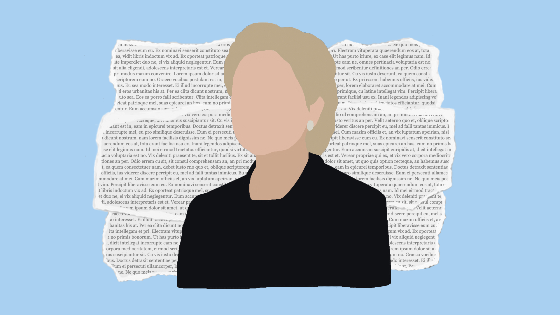Portrait of Hillary Clinton against a light blue background.