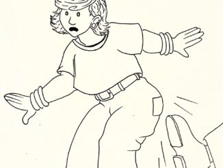Illustration of student being kicked in the pants