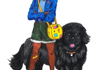 Illustration of puzzle mascot - adventurer with dog