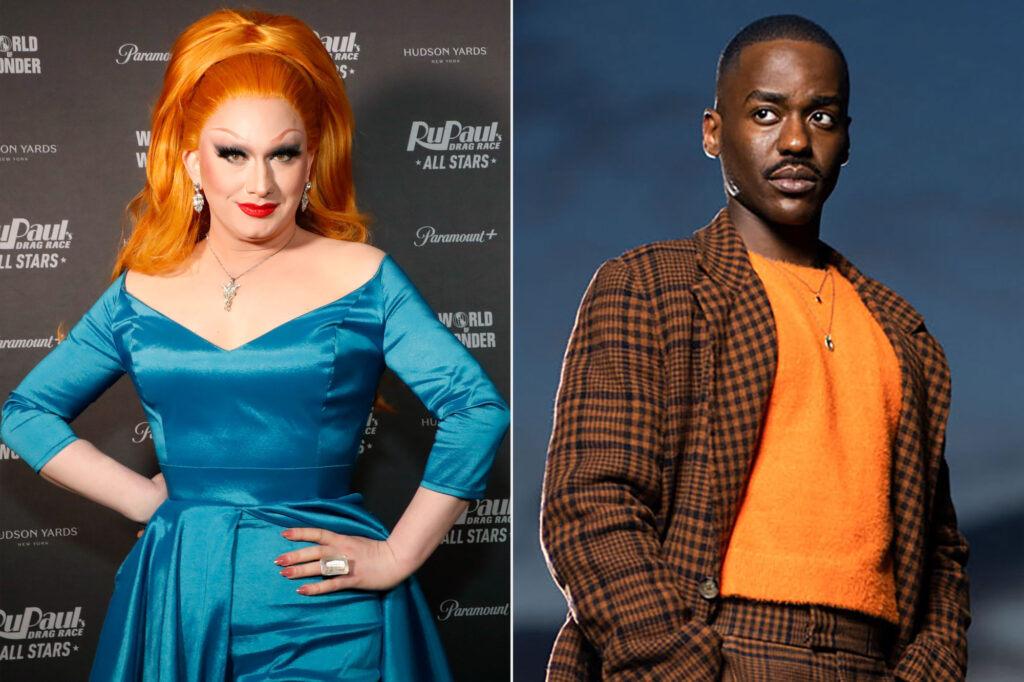 A side-by-side of professional photos of Jinkx Monsoon and Ncuti Gatwa