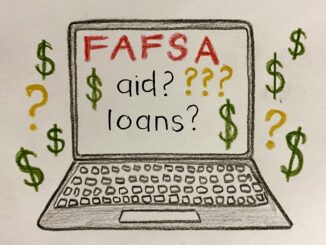 Illustration of laptop open to fafsa page
