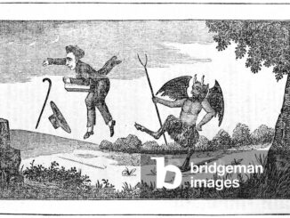 Cartoon of satan kicking Joseph Smith