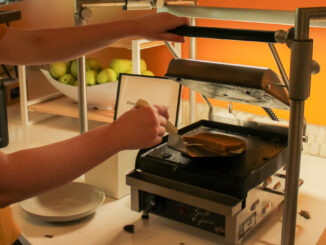 The Bon's new panini press in action, making a sandwich